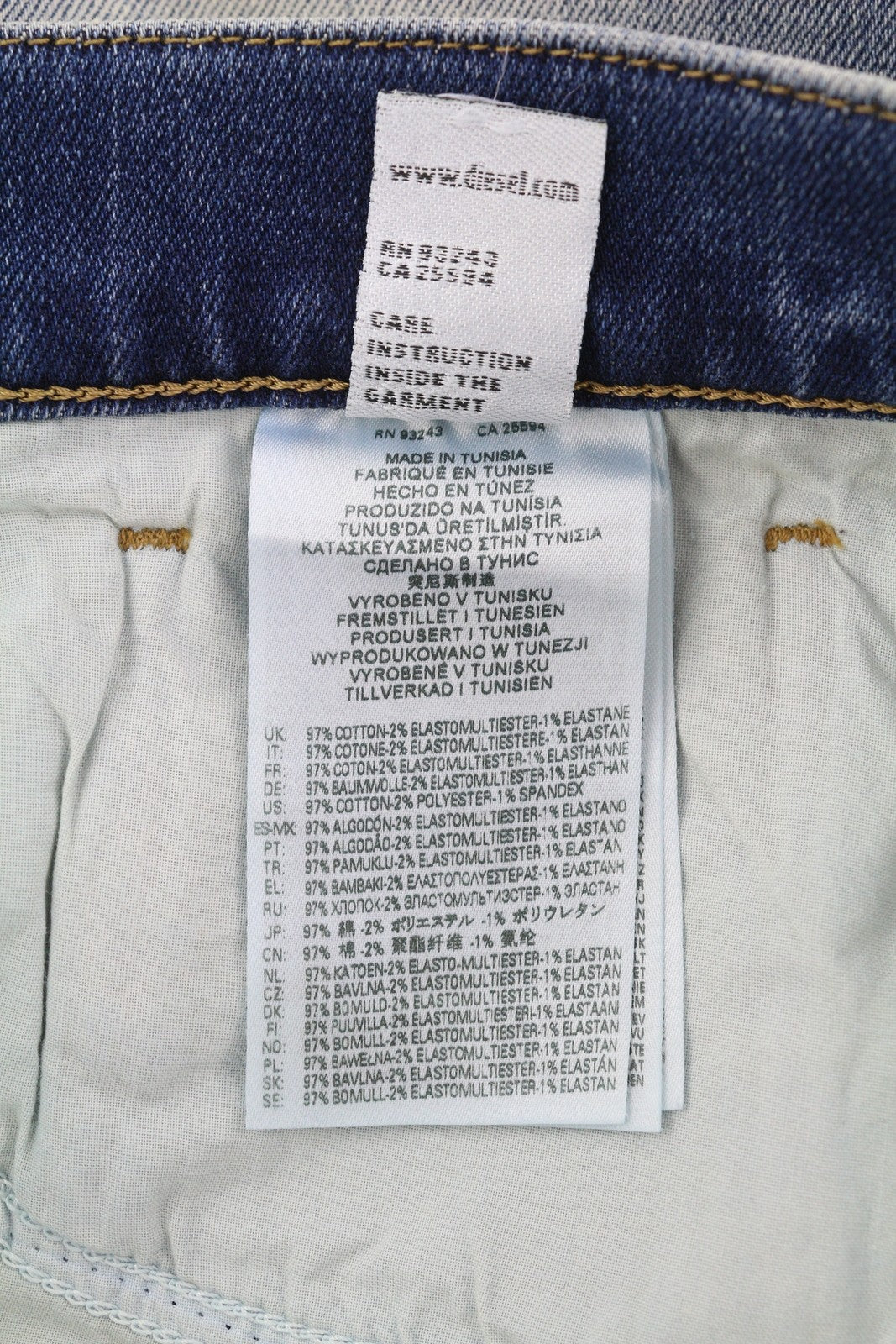 DIESEL D-Fining 009RS vyriški džinsai W31/L34 siaurėjančios kojos tamprės skalbtos mėlynos spalvos 