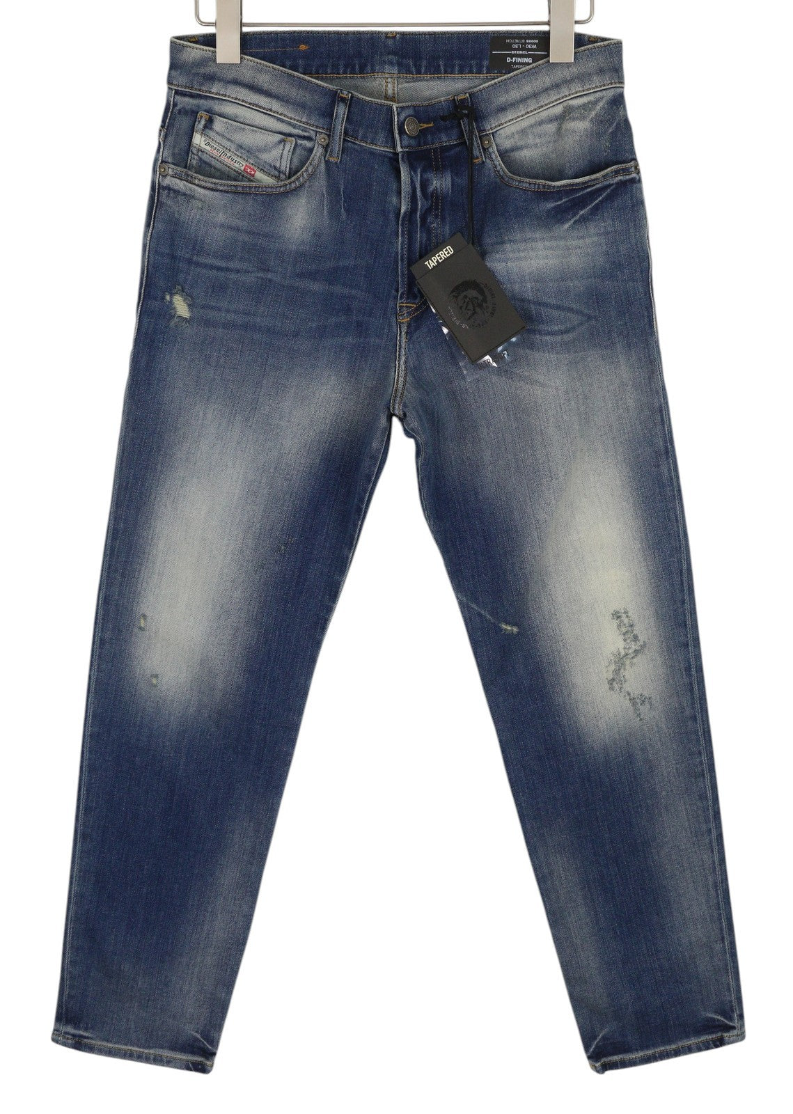 DIESEL D-Fining 009RS vyriški džinsai W30/L30 siaurėjančios kojos tamprės, skalbtos mėlynos spalvos 