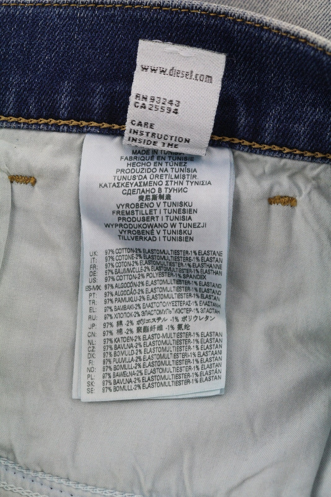 DIESEL D-Fining 009RS vyriški džinsai W30/L30 siaurėjančios kojos tamprės, skalbtos mėlynos spalvos 