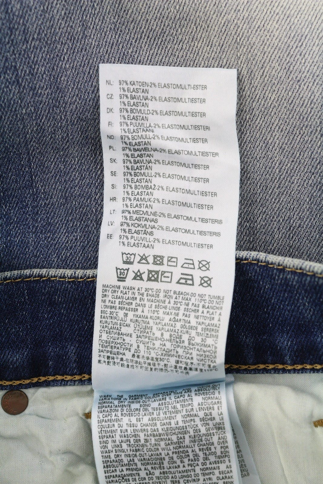 DIESEL D-Fining 009RS vyriški džinsai W30/L32 siaurėjančios kojos tamprės skalbtos mėlynos spalvos 