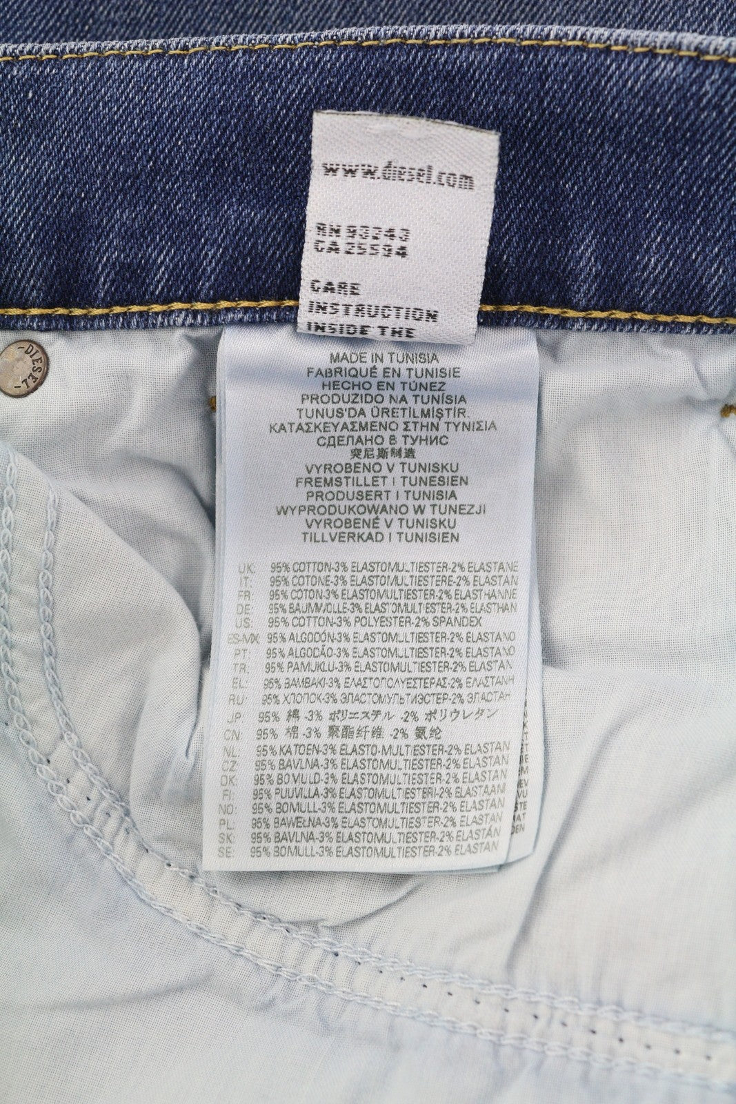 DIESEL D-Fining 09A80 vyriški džinsai W31/L32, siaurėjantys, tamprūs, skalbti, su sagomis 