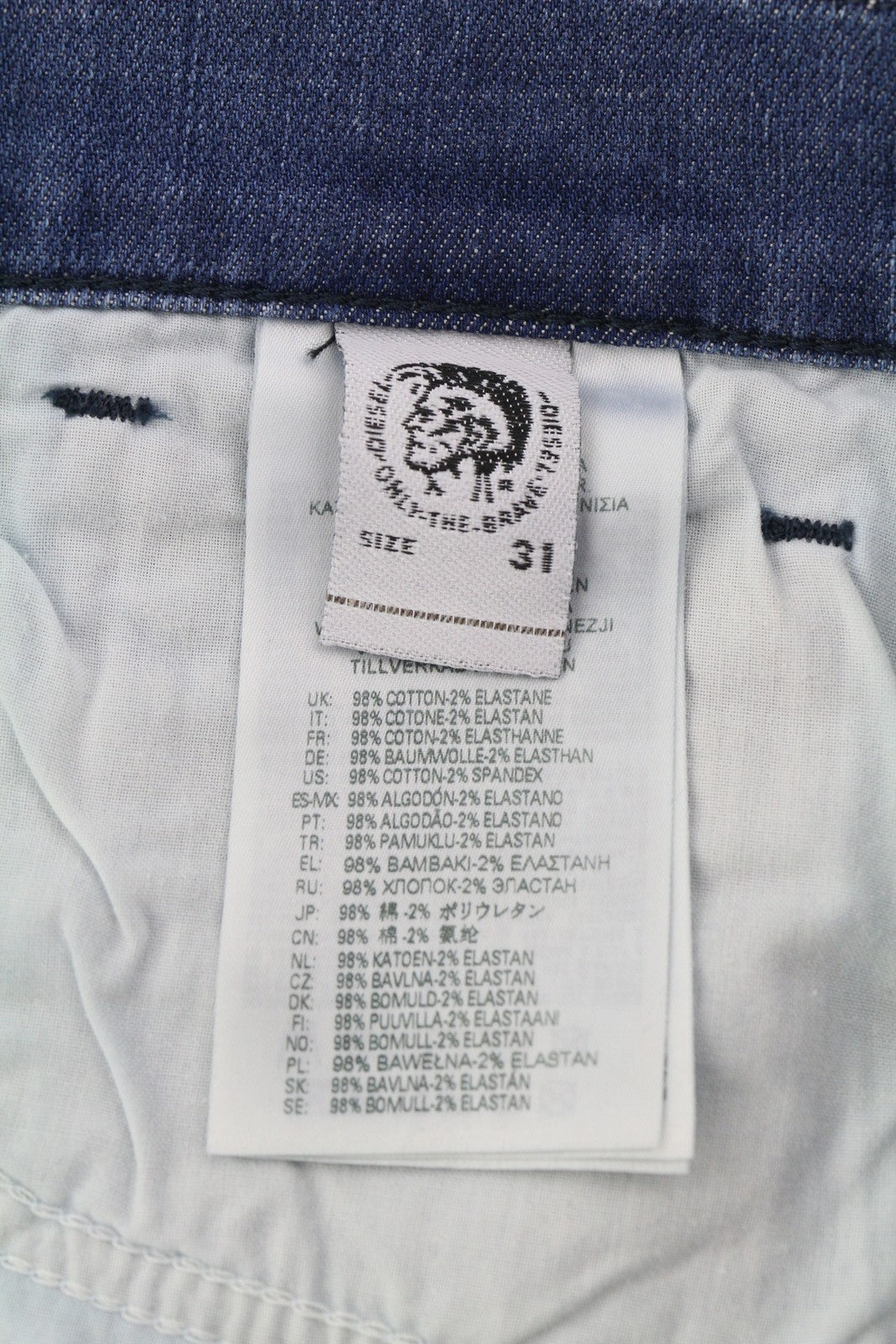 DIESEL D-Fining 009NS vyriški džinsai W31/L32, siaurėjantys, tamprūs, skalbti, su sagomis 