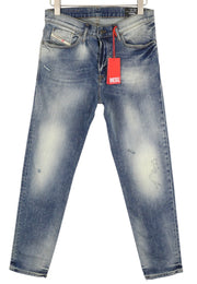 DIESEL D-Fining 009RS vyriški džinsai W30/L32 siaurėjančiomis klešnėmis su tampriais, skalbtais logotipais. 