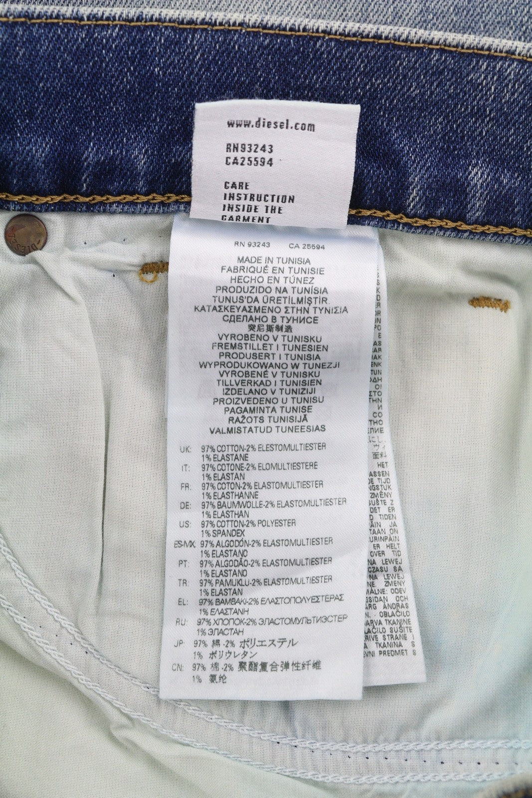 DIESEL D-Fining 009RS vyriški džinsai W30/L32 siaurėjančiomis klešnėmis su tampriais, skalbtais logotipais. 