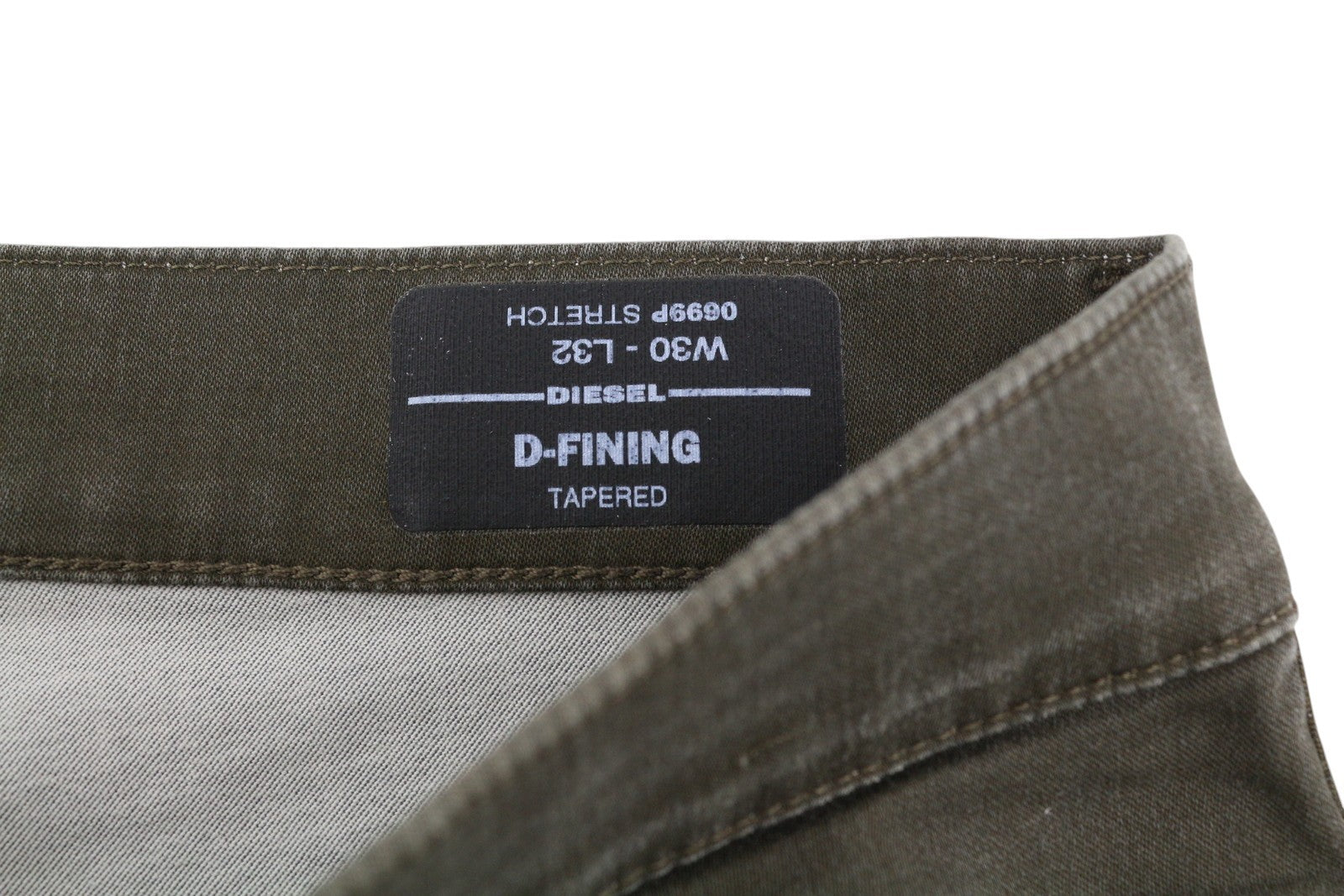 DIESEL D-Fining 0699P vyriški džinsai W30/L32 siaurėjantys tamprūs skalbti tamsiai rudi 