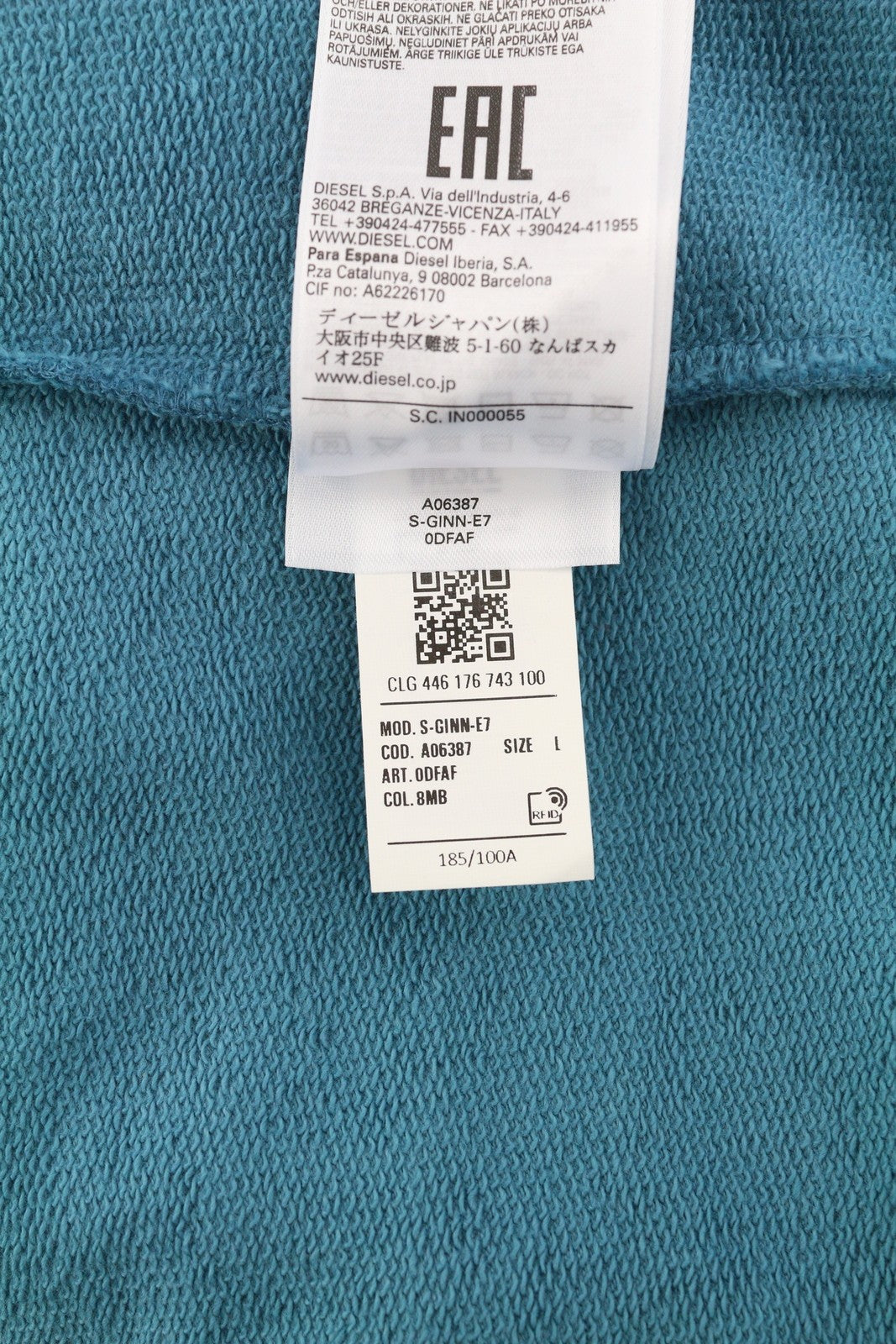 DIESEL S-Ginn-E7 vyriškas džemperis L, vidutinės mėlynos spalvos, megztinis ilgomis rankovėmis, RRP 175 € 