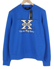 DIESEL S-Ginn-K25 vyriškas džemperis L dydžio, mėlynas, su apvalia apykakle priekyje, rekomenduojama kaina – 125 € 