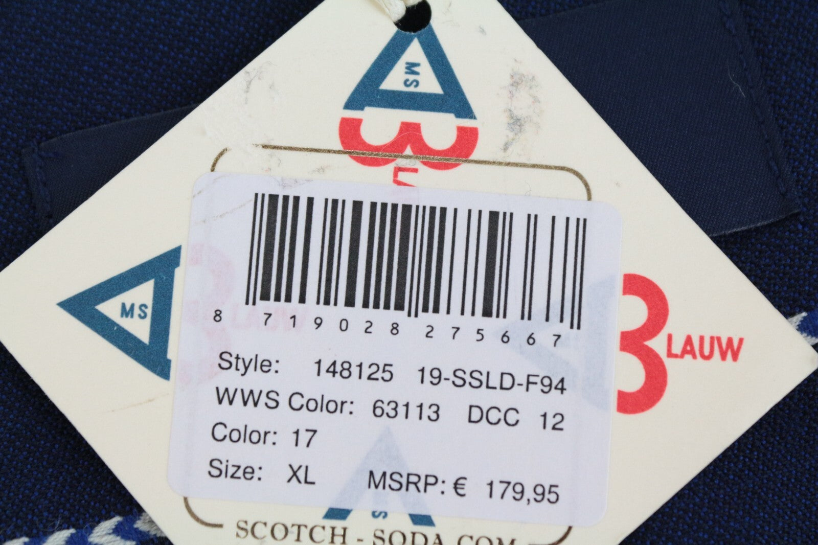 SCOTCH &amp; SODA Ams Blauw moteriškas kombinezonas XL dydžio, mėlynai dryžuotas, vientisas kombinezonas, rekomenduojama kaina – 179 € 