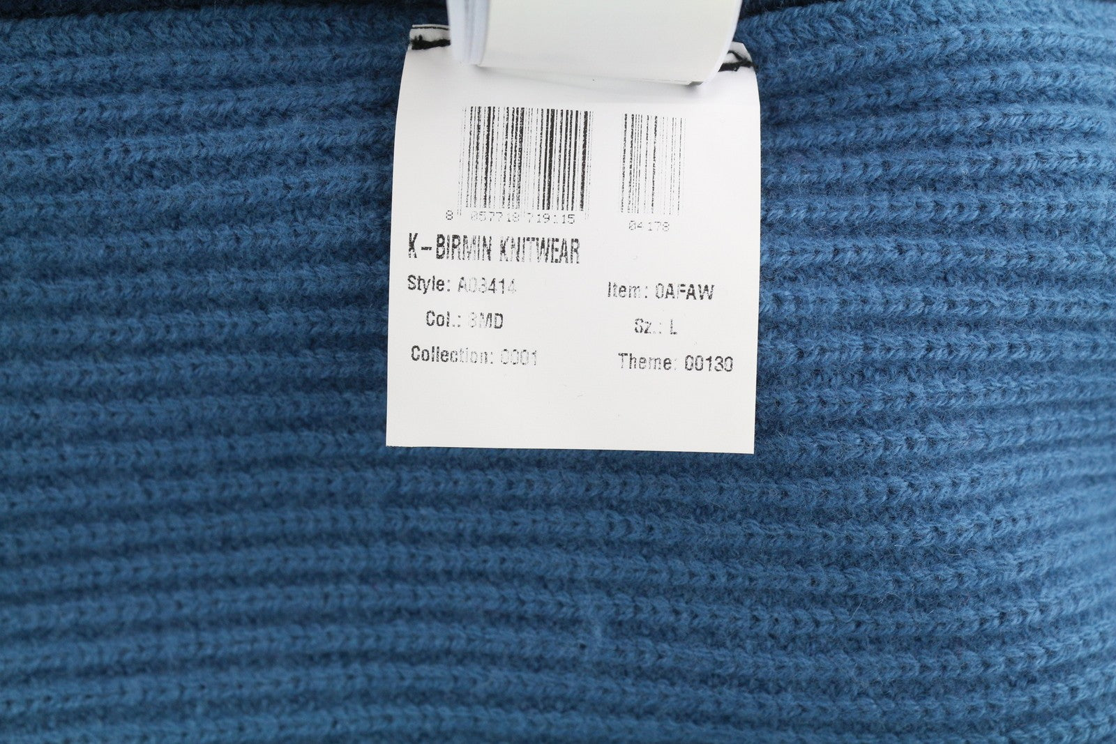 DIESEL K-Birmin vyriškas megztinis L dydžio, mėlynas, megztinis su apvalia kaklu, megztas vilnonis tamprus audinys