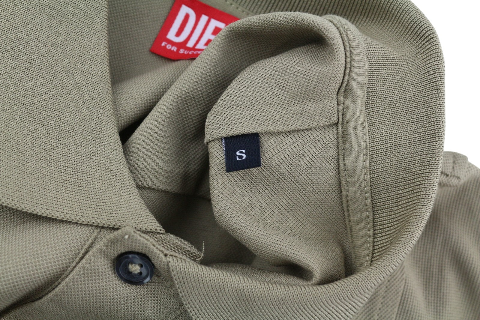 DIESEL T-Smith-LS-Doval-PJ Mens T-Shirt S Beige Long Sleeve Polo Cotton RRP€125