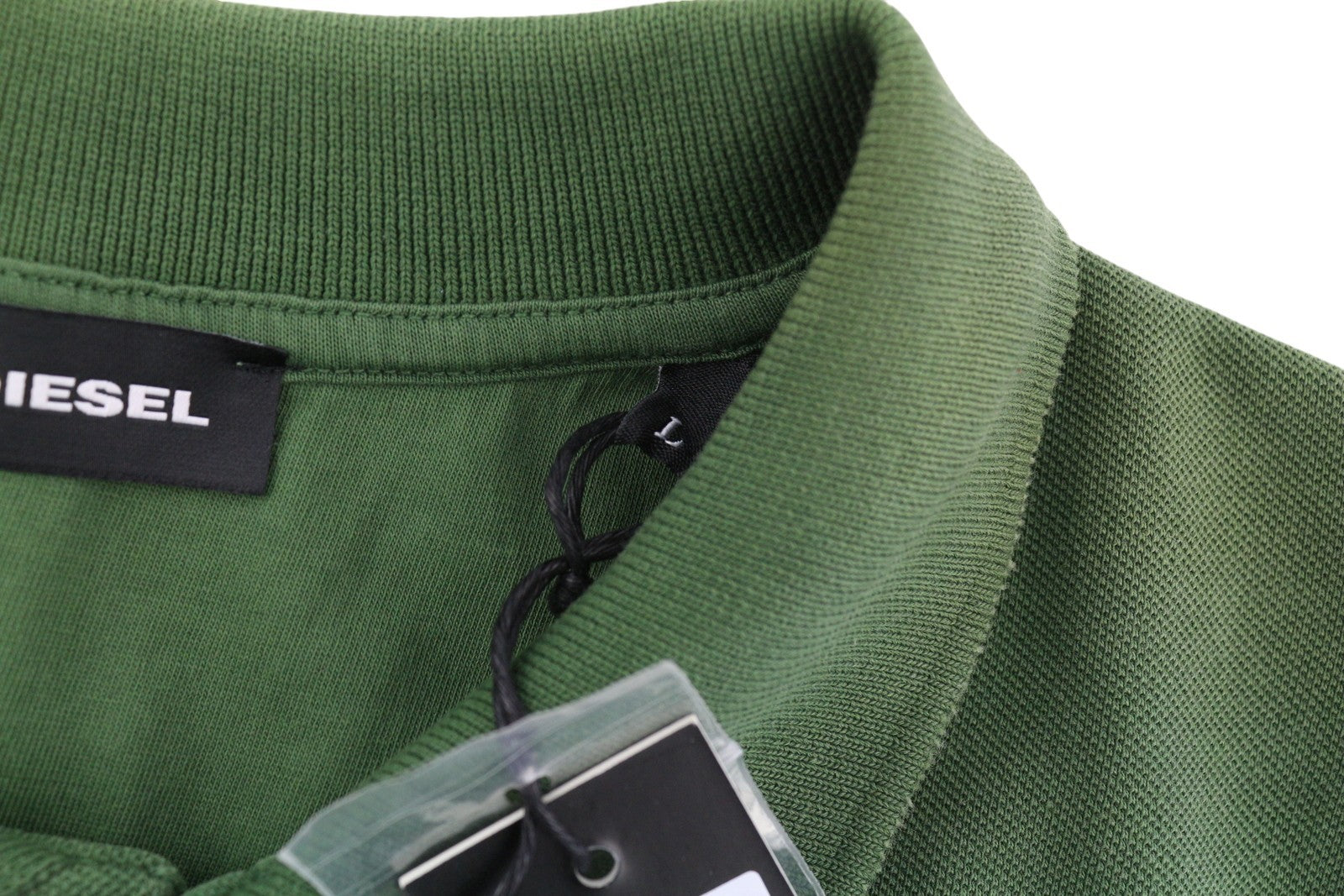 DIESEL T-Night-New Polo Mens T-Shirt L Green Fade Effect Short Sleeve Cotton