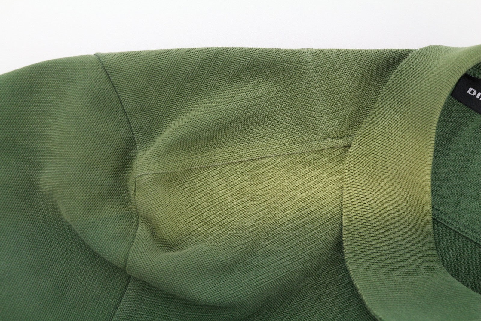 DIESEL T-Night-New Polo Mens T-Shirt L Green Fade Effect Short Sleeve Cotton