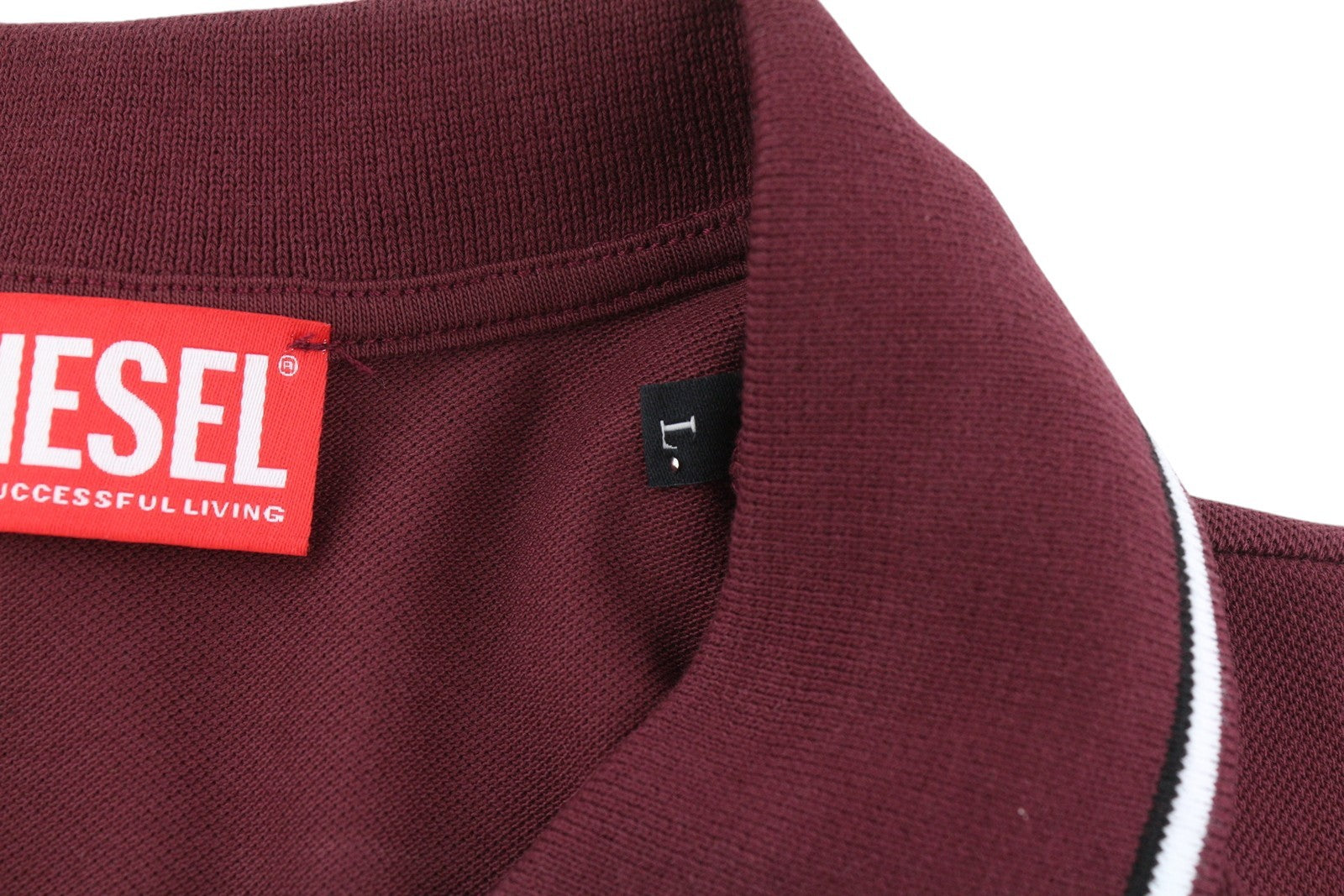 DIESEL T-Smith-D vyriški marškinėliai L dydžio, trumpomis rankovėmis, polo apykakle, medvilniniai, bordo spalvos