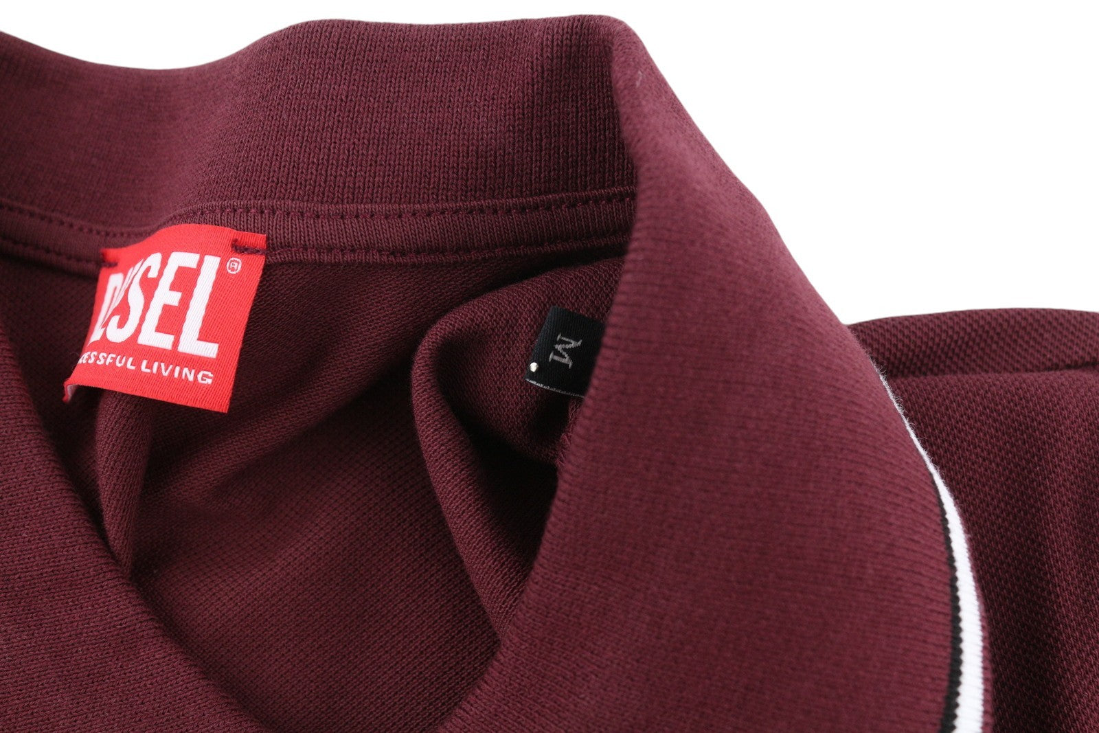 DIESEL T-Smith-D vyriški marškinėliai M su trumpomis rankovėmis, polo apykakle, medvilniniai, bordo spalvos, RRP 100 € 