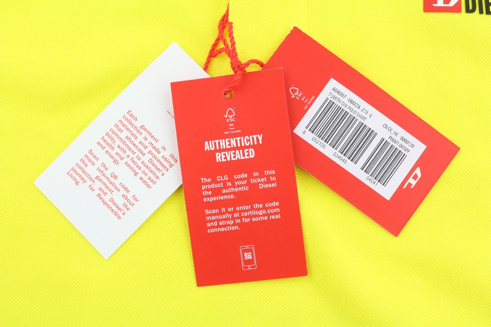 DIESEL T-Smith-Div vyriški marškinėliai L dydžio, trumpomis rankovėmis, polo apykakle, medvilniniai, geltoni 