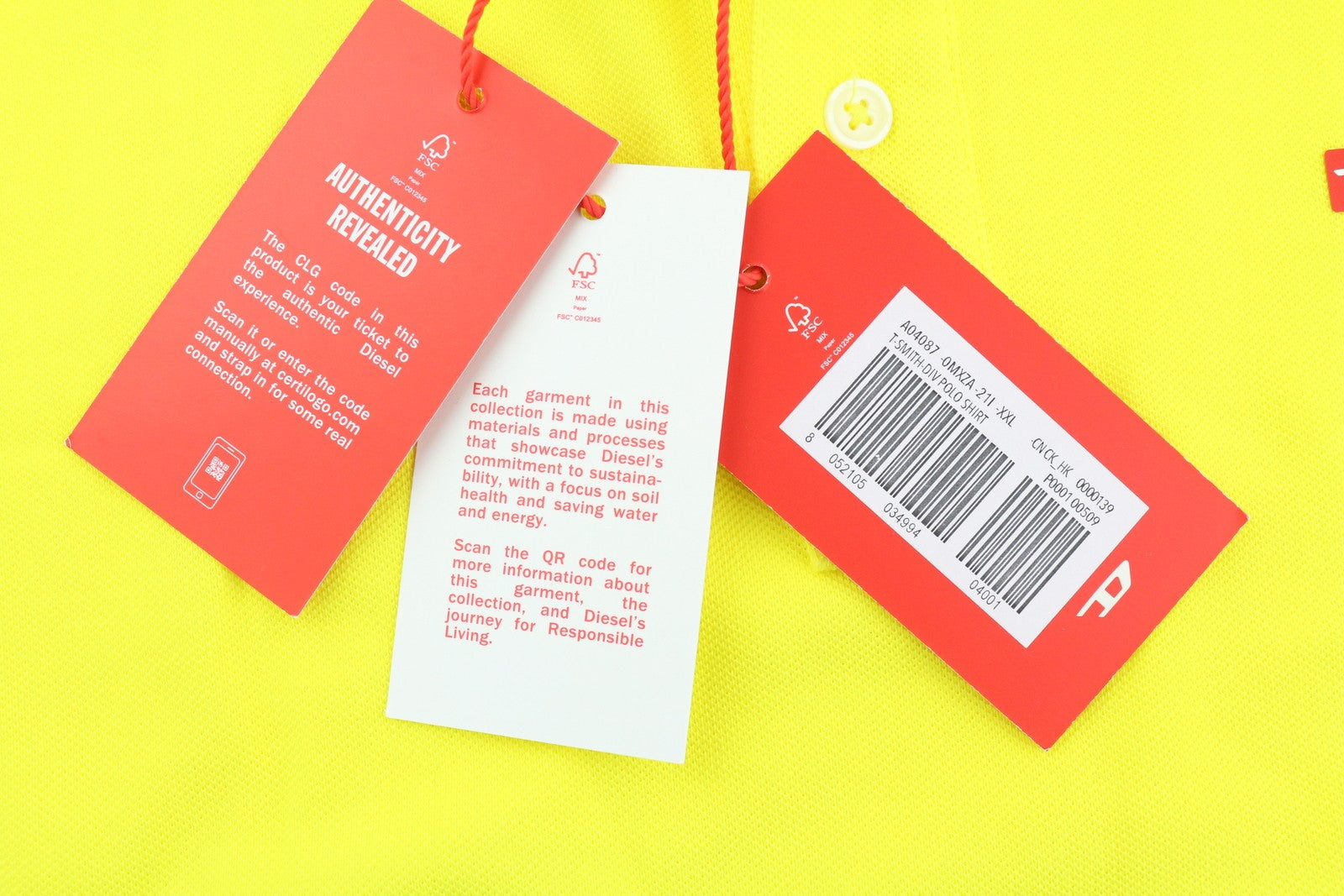 DIESEL T-Smith-Div vyriški marškinėliai trumpomis rankovėmis, 2XL dydžio, medvilniniai, geltoni 