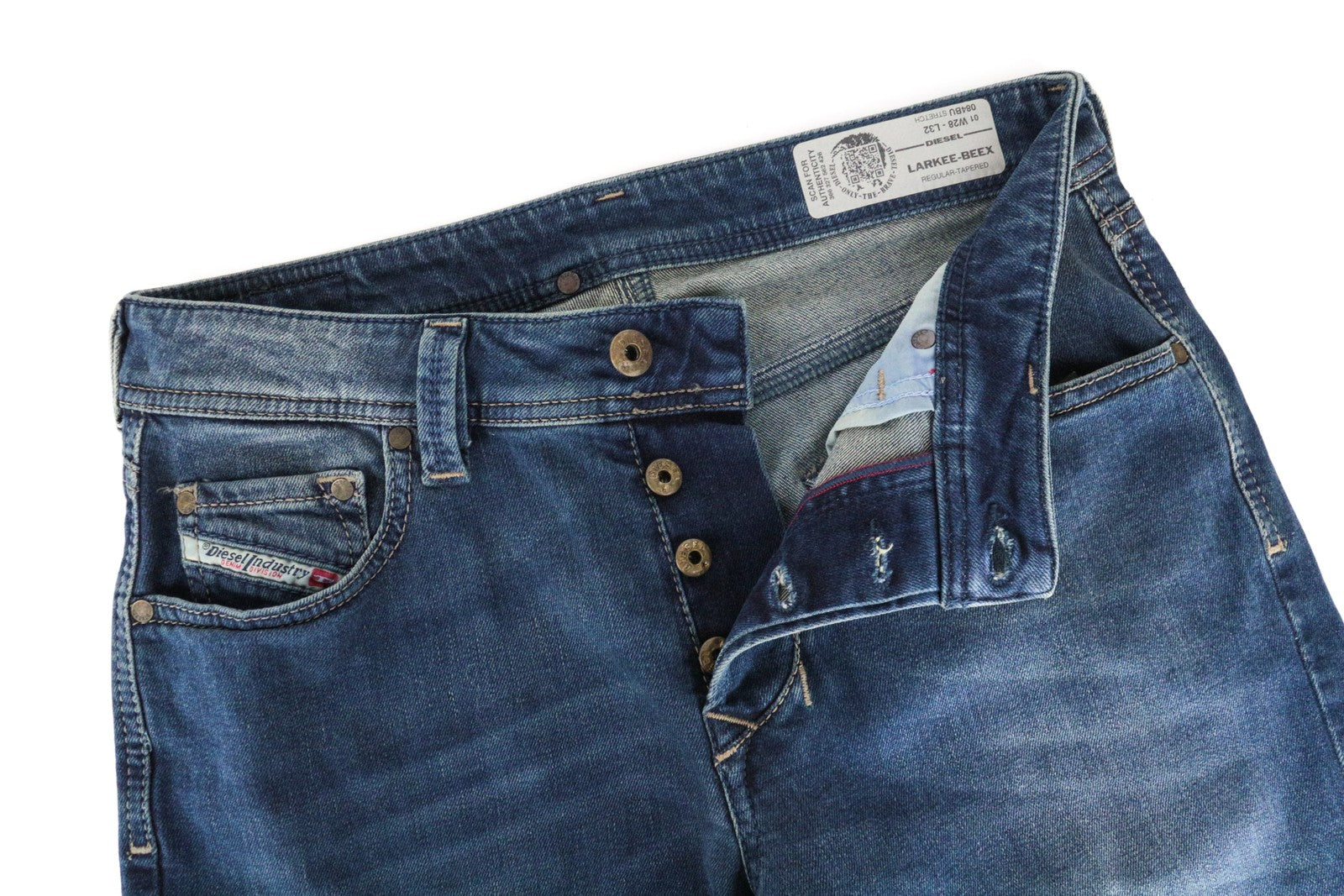 DIESEL Larkee-Beex 084BU Men's Jeans W28/L32 Regular Tapered Blue Washed