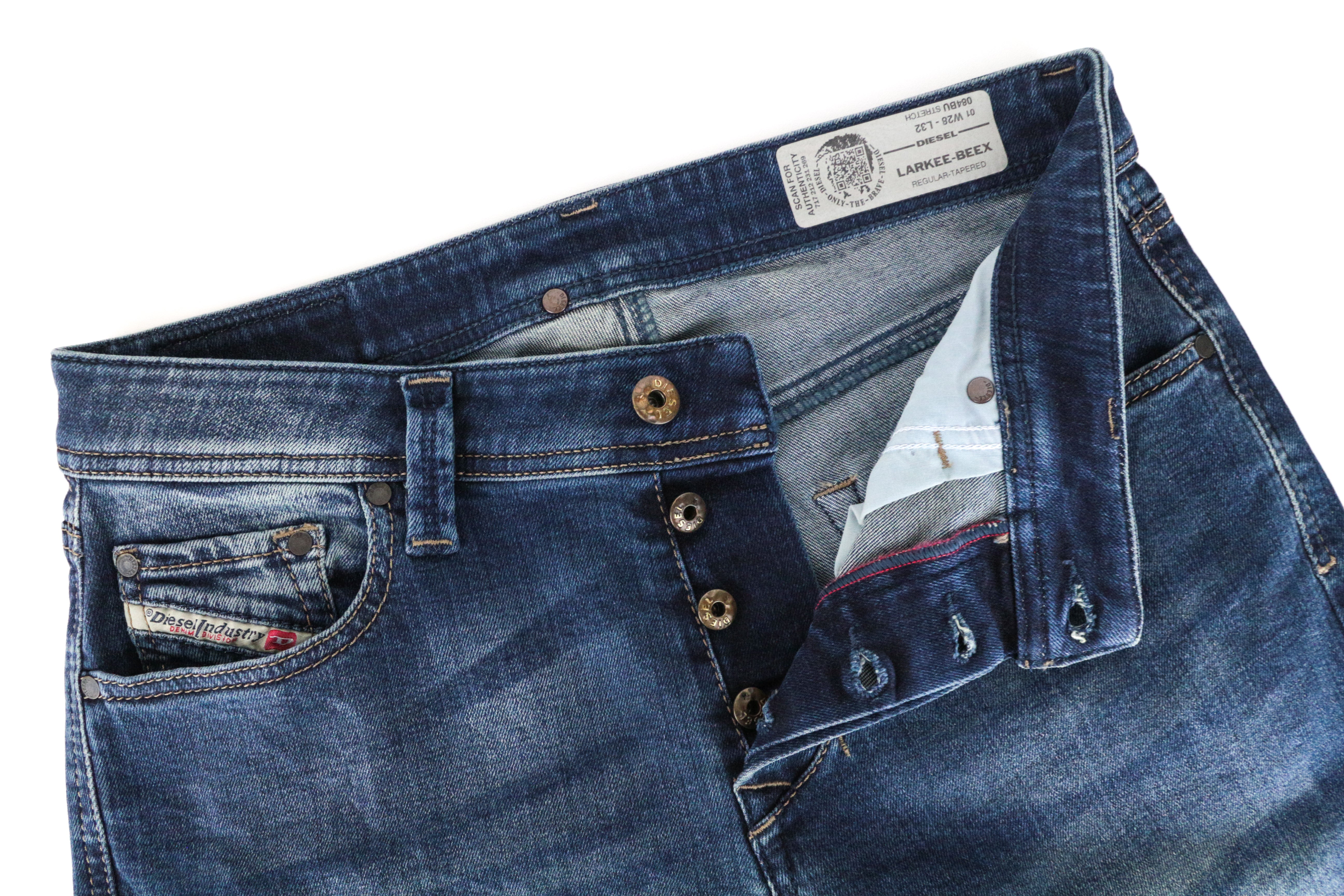 DIESEL Larkee-Beex 084BU Men's Jeans W28/L32 Regular Tapered Blue Cotton