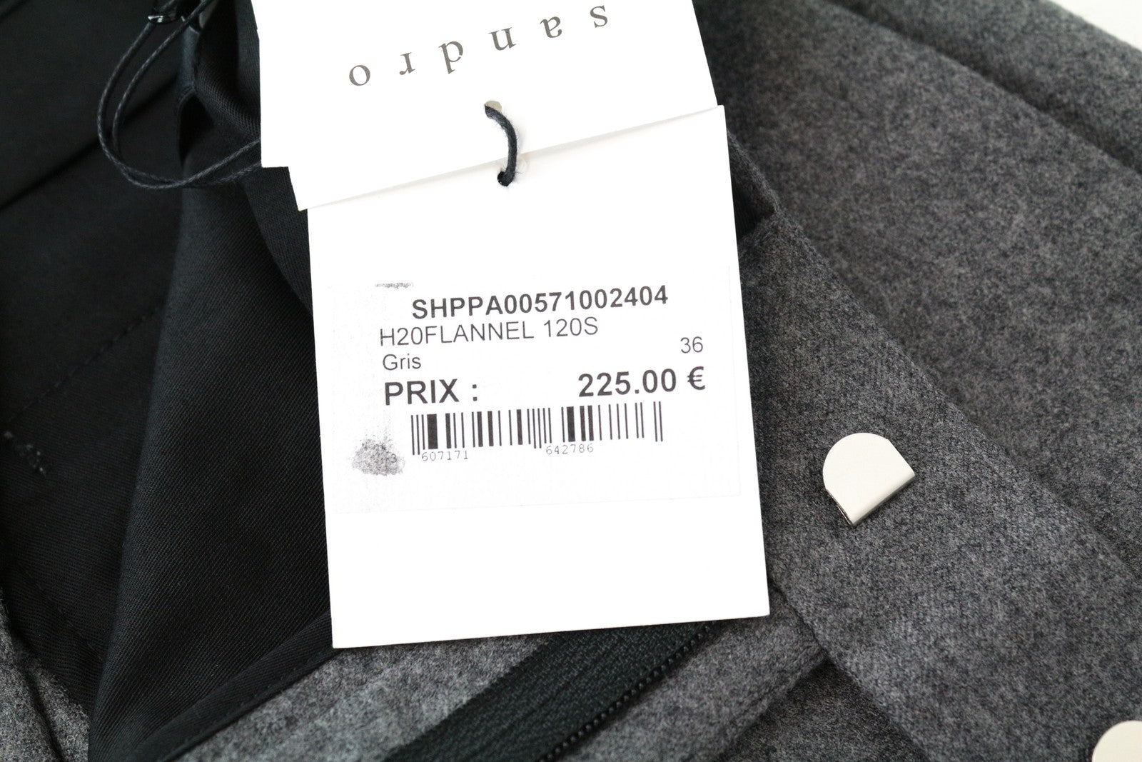 SANDRO vyriškos kelnės, 36 cm, pilkos, vilnonės, klostuotos priekyje, klasikinės, RRP 225 € 