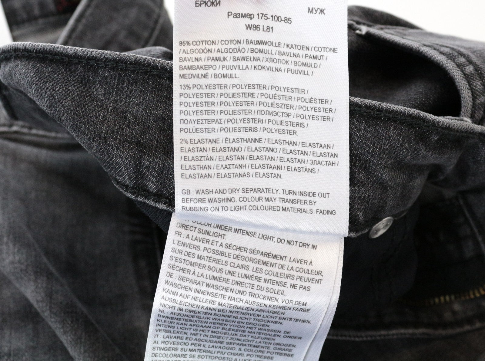 LEE Rider vyriški džinsai W34/L32 Slim Fit pilki medvilniniai skalbti tamprūs džinsai su 5 kišenėmis 