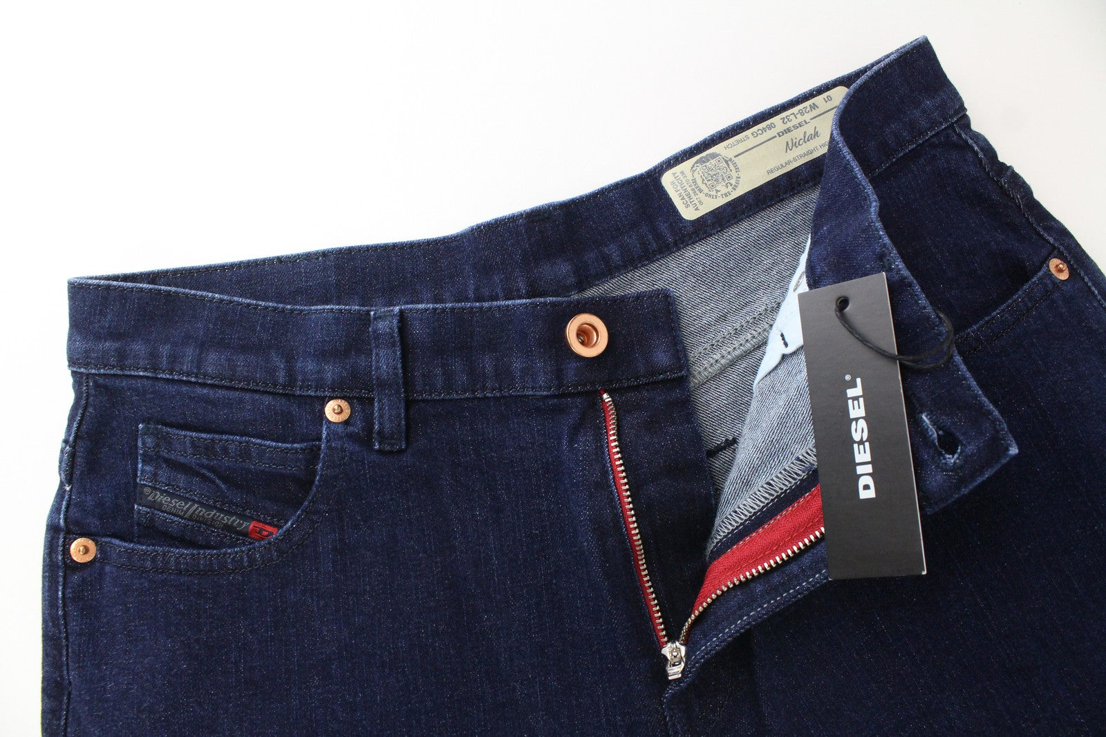 DIESEL Niclah 084CG Women's Jeans W28/L32 Straight Fit Blue Stretch Denim