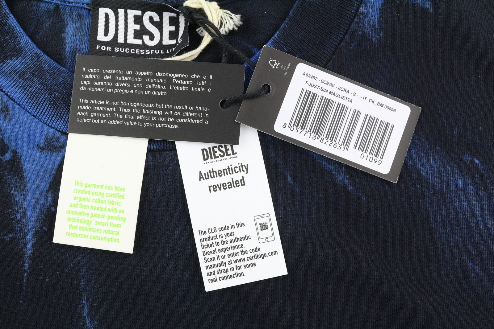 DIESEL T-Just-B84 vyriški marškinėliai S dydžio, juodi, trikotažiniai, tamprūs, apvalios apykaklės, rekomenduojama kaina – 150 € 