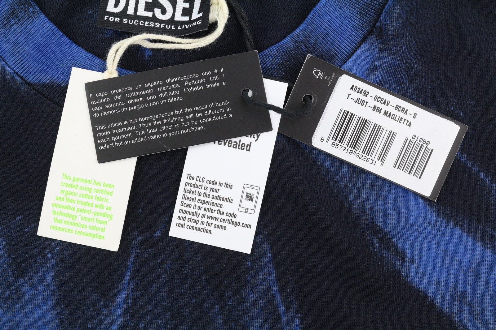 DIESEL T-Just-B84 vyriški marškinėliai S dydžio, juodi, trikotažiniai, tamprūs, apvalios apykaklės, rekomenduojama kaina – 150 € 
