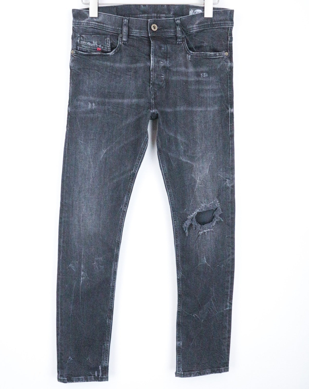 DIESEL Tepphar 069DV vyriški džinsai W28/L30 Slim morkų mėlynos spalvos su plėšytais medvilniniais džinsais 