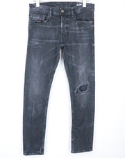 DIESEL Tepphar 069DV vyriški džinsai W28/L30 Slim morkų mėlynos spalvos su plėšytais medvilniniais džinsais 