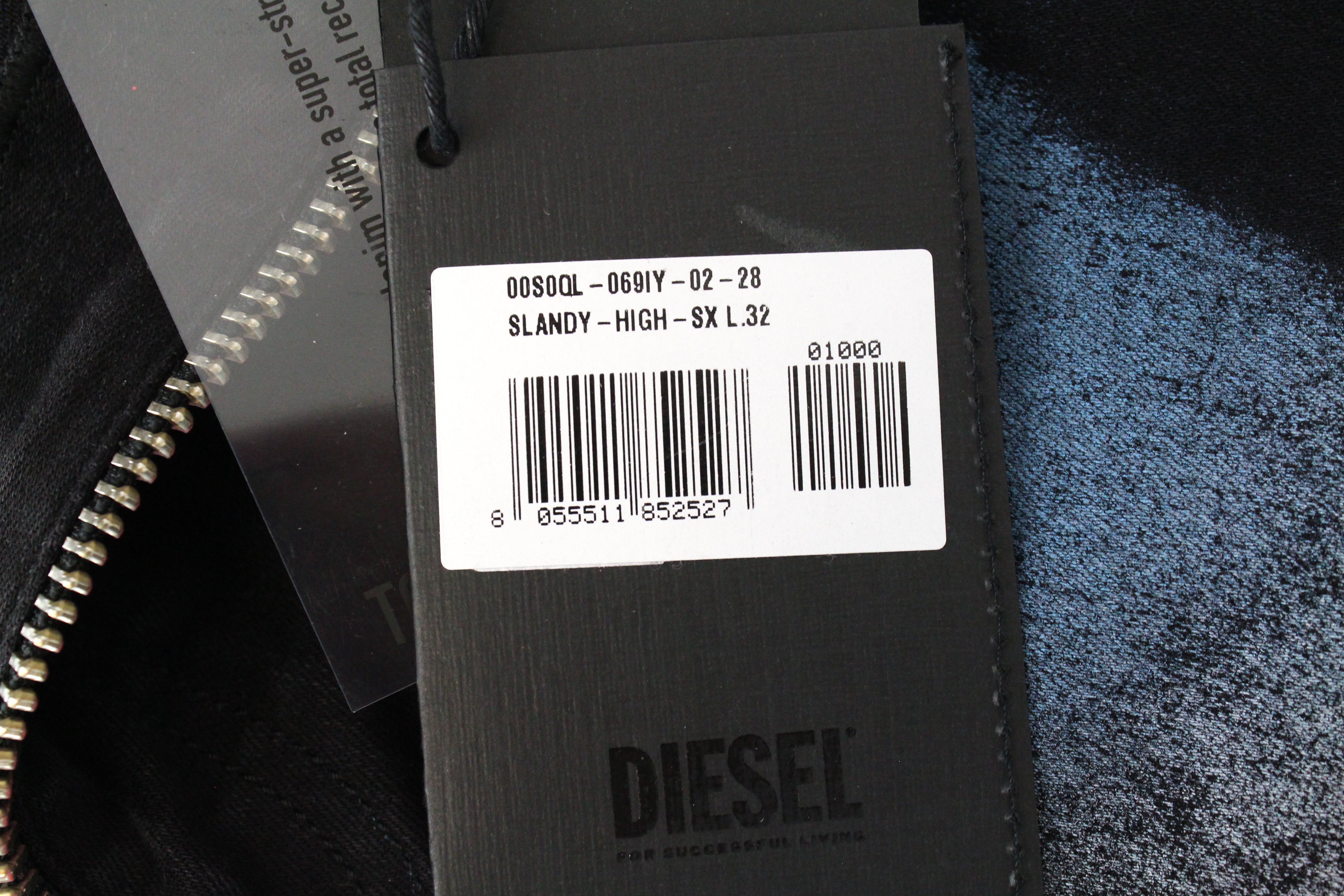 DIESEL Slandy-High-SX 069IY Women's Jeans W28/L32 Skinny Navy Washed Stretch