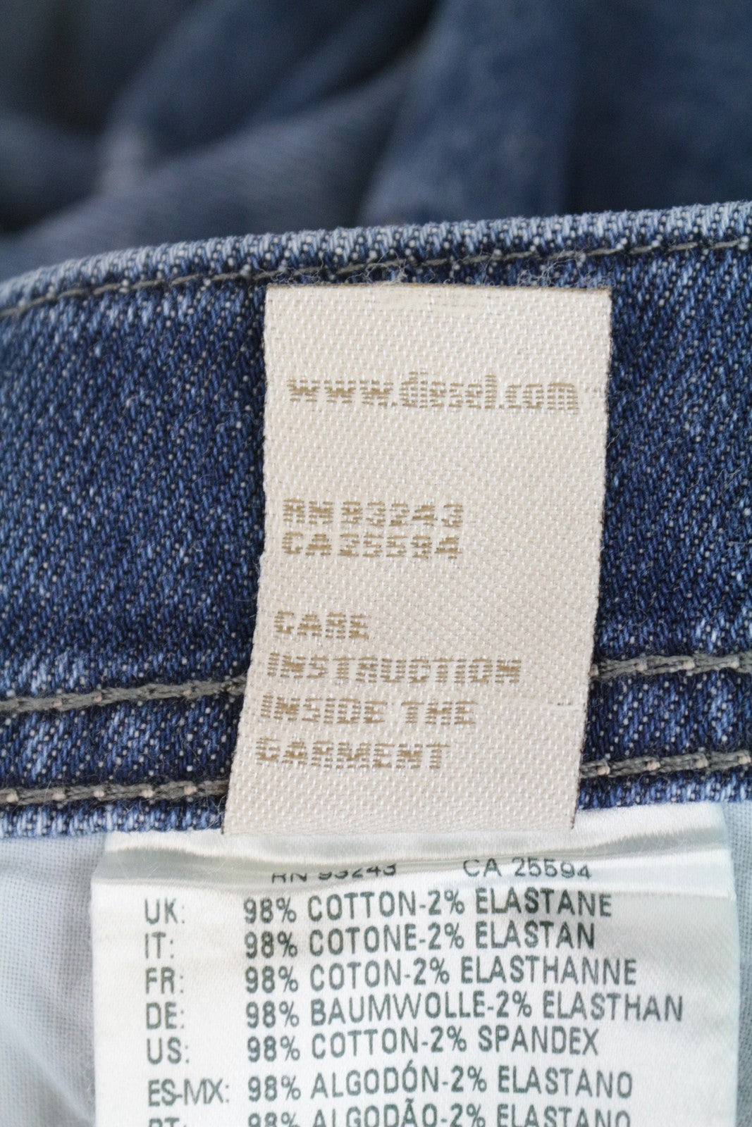 DIESEL Tepphar 0842H vyriški džinsai W33/L32 Slim morkų spalvos, skalbtos mėlynos spalvos, medvilniniai 