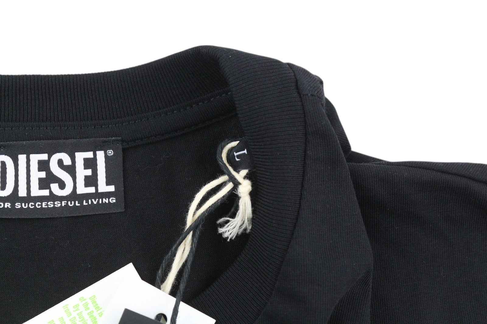DIESEL T-Diegos-B82 vyriški marškinėliai L, juodi, tamprūs, apvalios iškirptės, trumpomis rankovėmis.