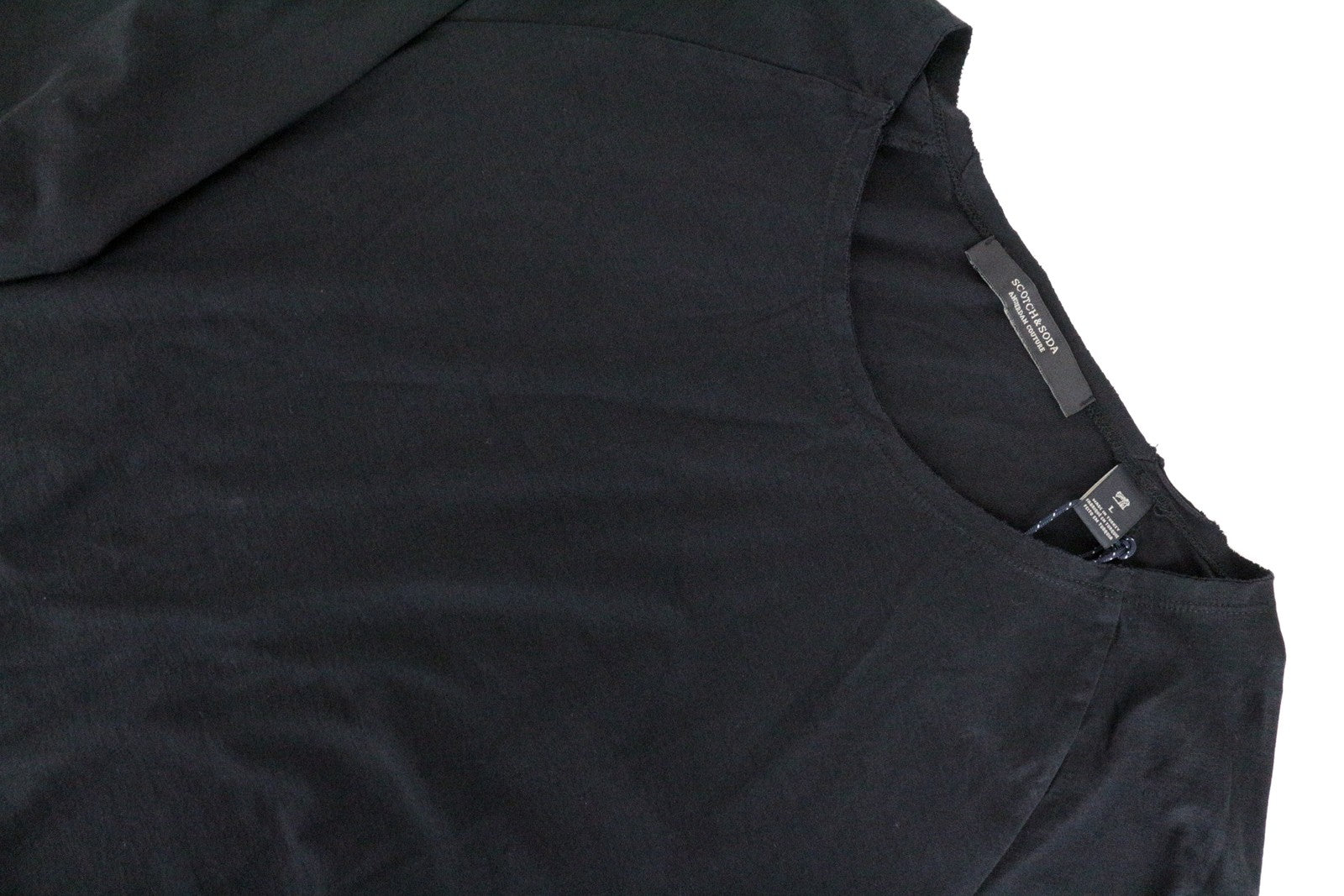 SCOTCH &amp; SODA Ams Couture vyriški marškinėliai L, juodi, medvilniniai, ilgo kirpimo, megztinis 