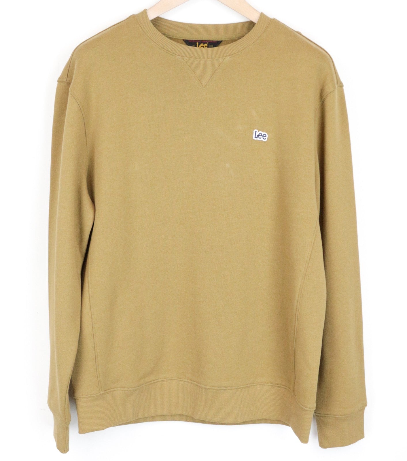 LEE vyriškas džemperis su chaki spalvos medvilniniu megztiniu laisvalaikio stiliaus ilgomis rankovėmis M 