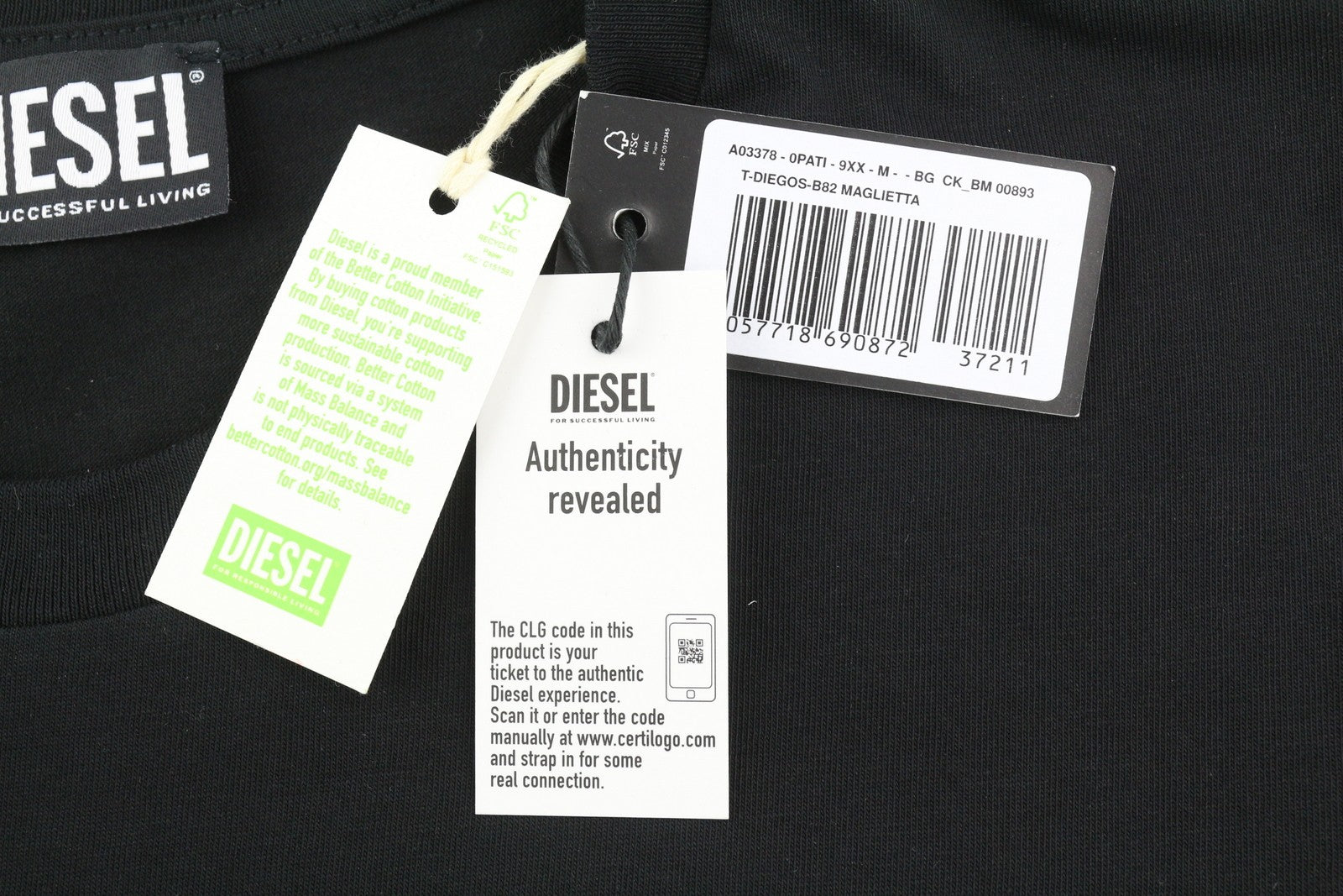 DIESEL T-Diegos-B82 vyriški marškinėliai M juodi trikotažo tamprūs apvalios iškirptės marškinėliai trumpomis rankovėmis 