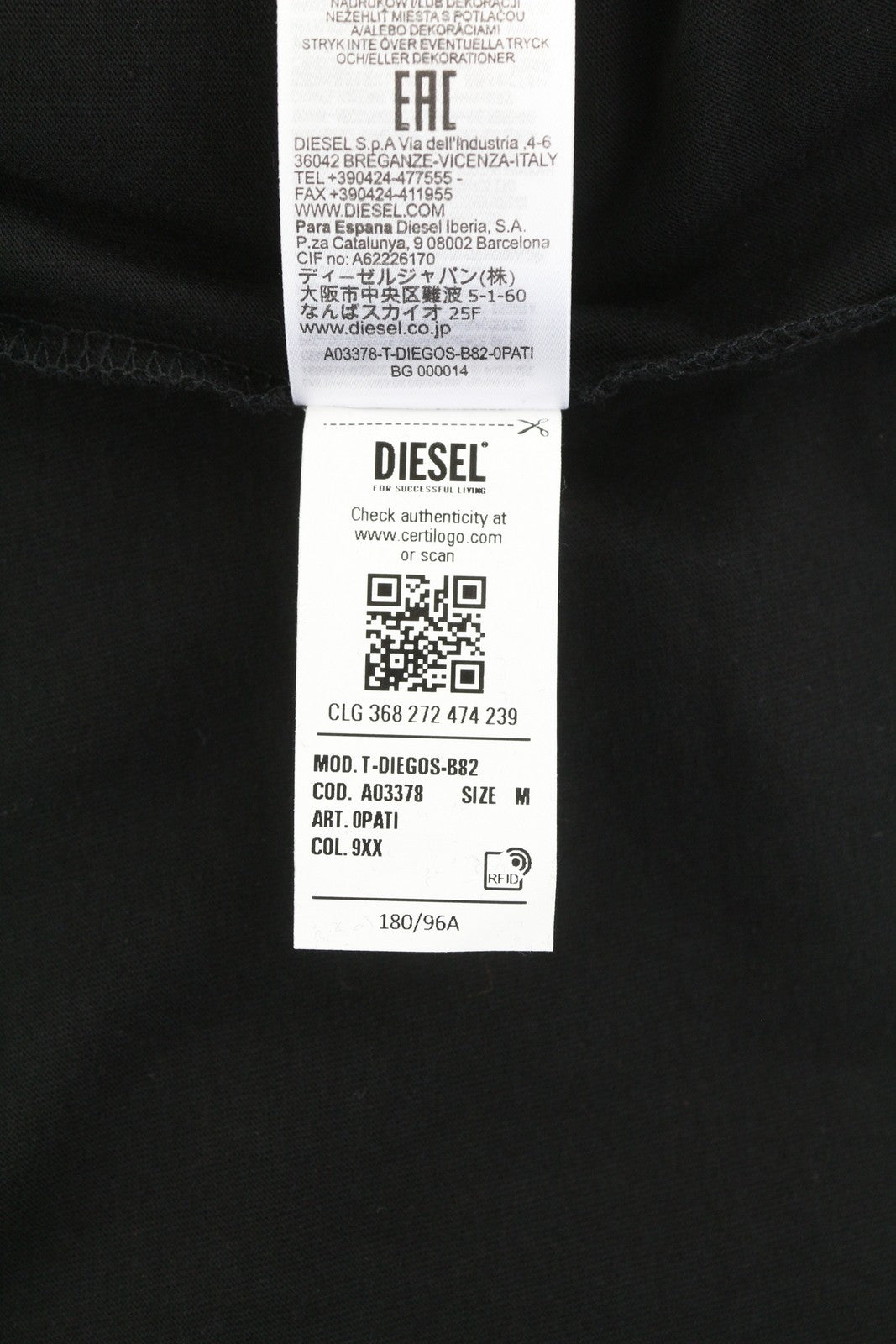 DIESEL T-Diegos-B82 vyriški marškinėliai M juodi trikotažo tamprūs apvalios iškirptės marškinėliai trumpomis rankovėmis 