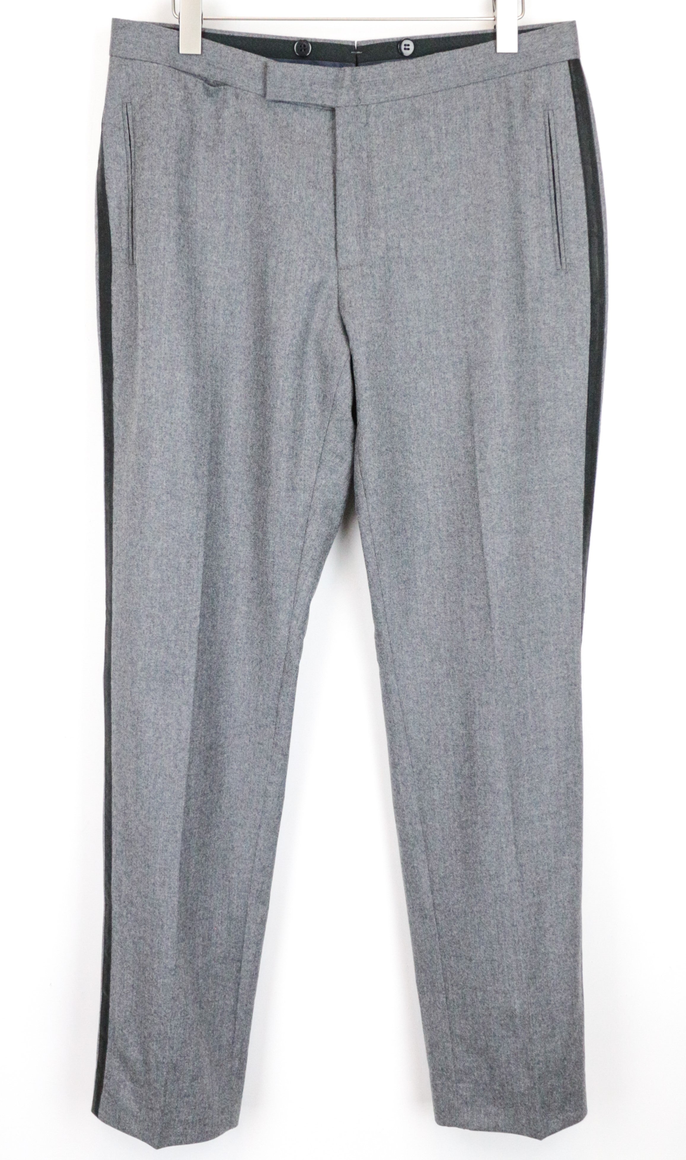 SUITSUPPLY Verona Men's Trousers UK42R Grey Wool Side Line Pleated Formal