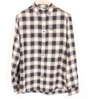 WRANGLER vyriški marškinėliai M rudi pilki languoti ilgo ilgio grynos medvilnės flaneliniai marškinėliai