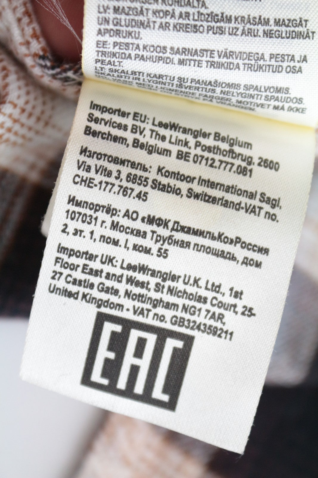 WRANGLER vyriški marškinėliai M rudi pilki languoti ilgo ilgio grynos medvilnės flaneliniai marškinėliai