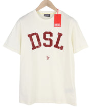 DIESEL T-Just-E35 vyriški marškinėliai S, balti, tamprios medvilnės apvalios rankovės 