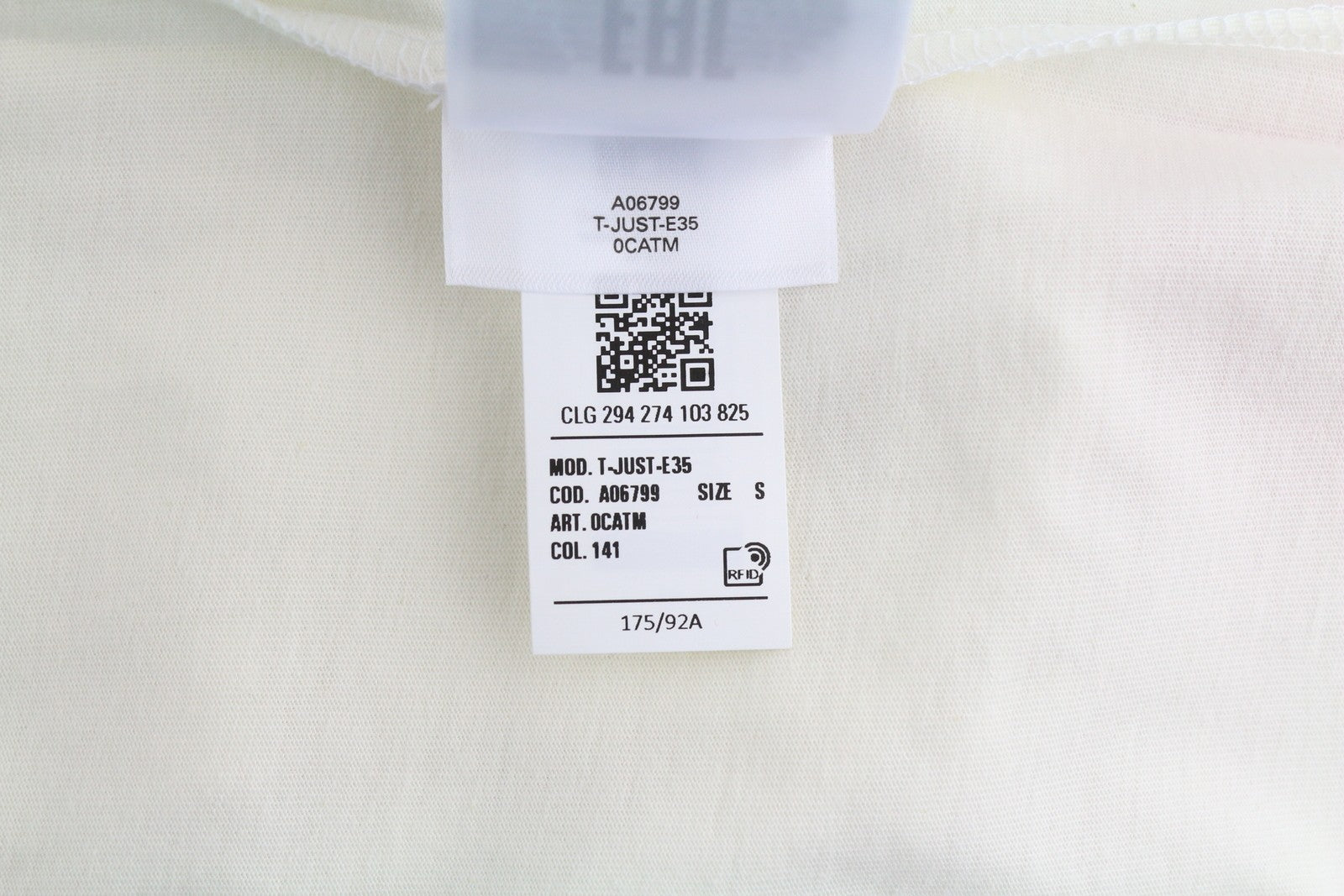 DIESEL T-Just-E35 vyriški marškinėliai S, balti, tamprios medvilnės apvalios rankovės 