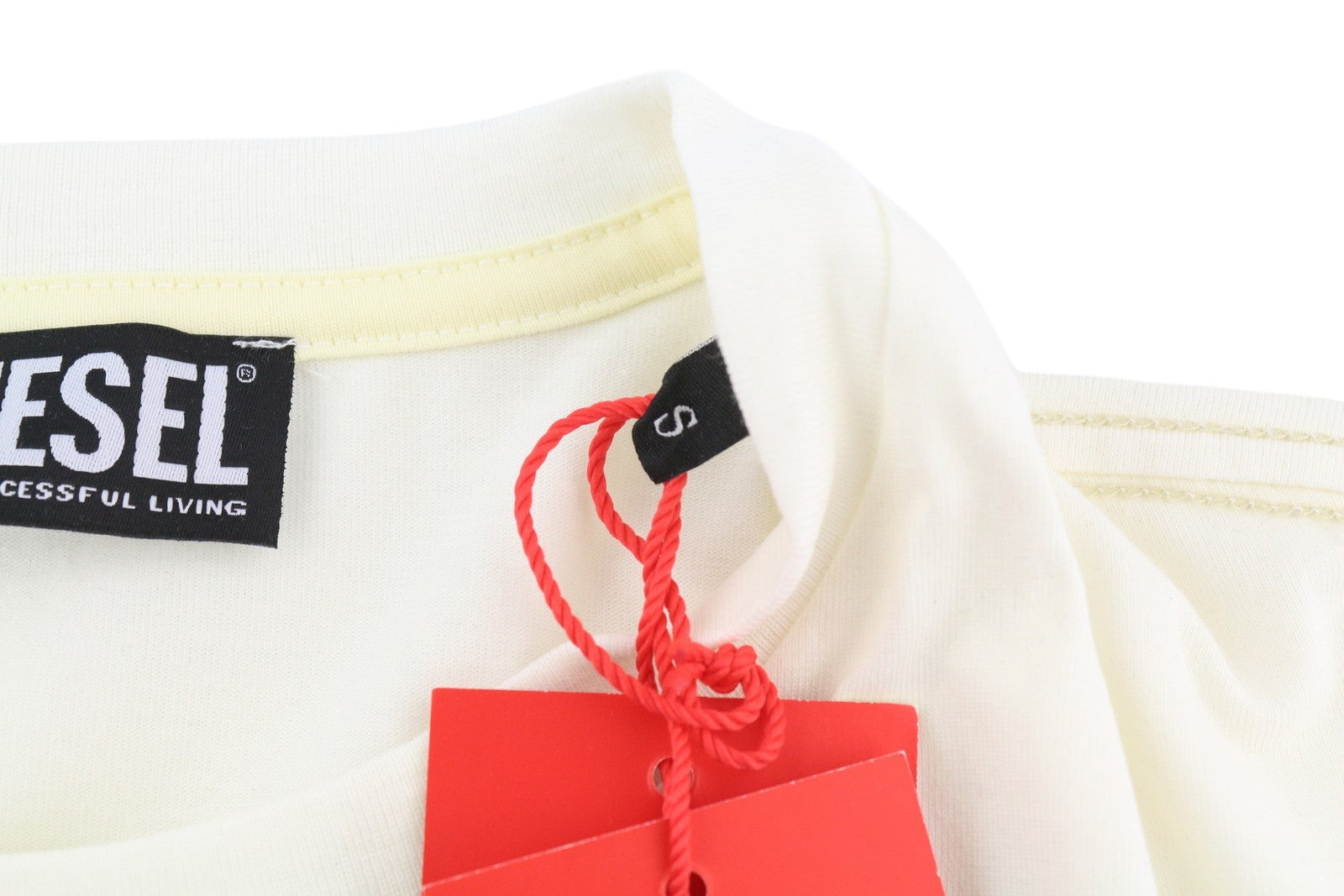 DIESEL T-Just-E35 vyriški marškinėliai S, balti, tamprios medvilnės apvalios rankovės 