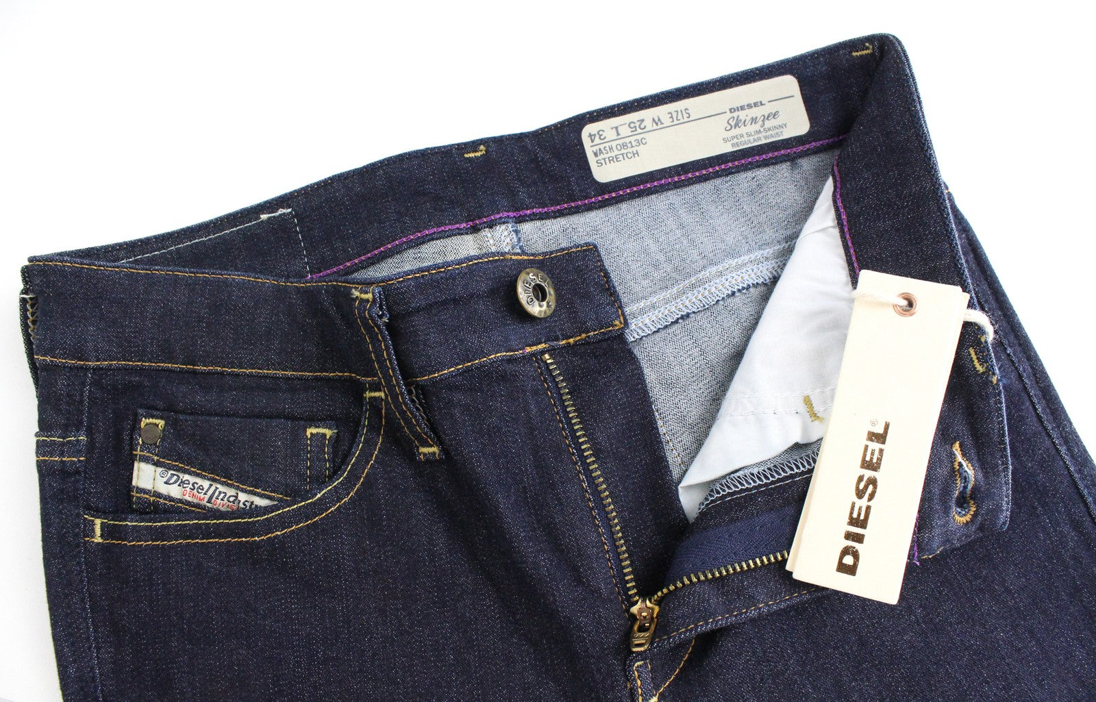 DIESEL Skinzee 0813C Women's Jeans W25/L34 Super Skinny Blue Cotton Fit