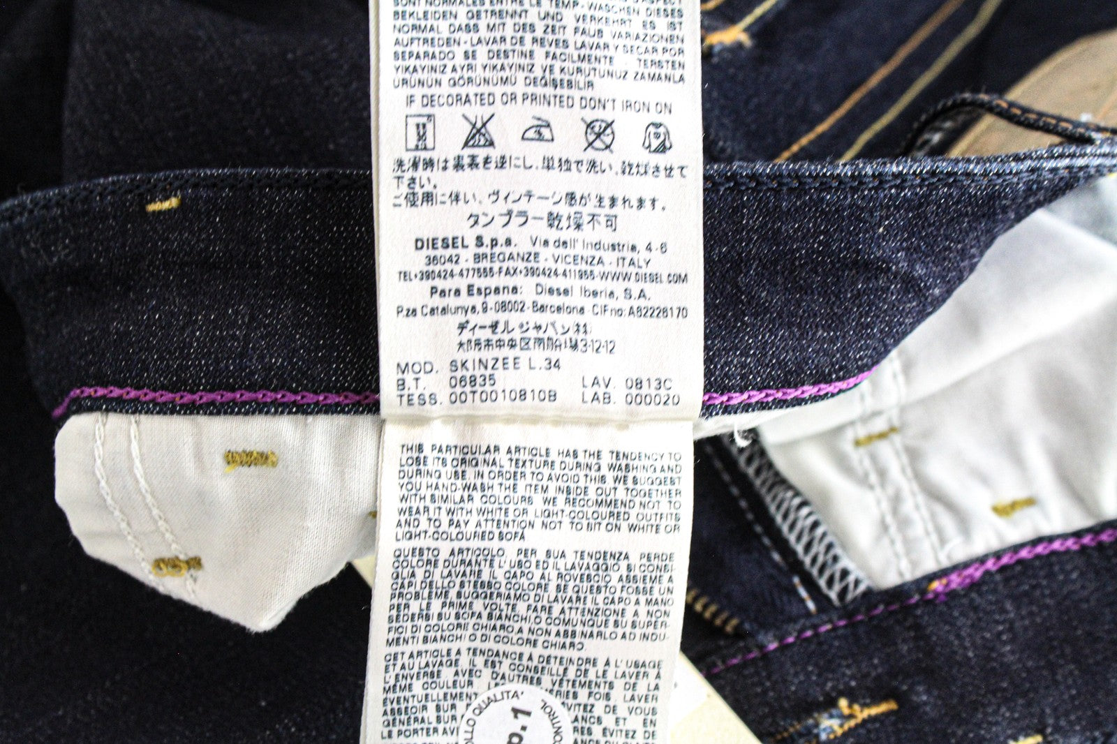 DIESEL Skinzee 0813C Women's Jeans W25/L34 Super Skinny Blue Cotton Stretch