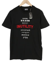 DIESEL T-Diegos-B6 vyriški marškinėliai S, juodi, tamprūs, siuvinėti, trumpomis rankovėmis. 