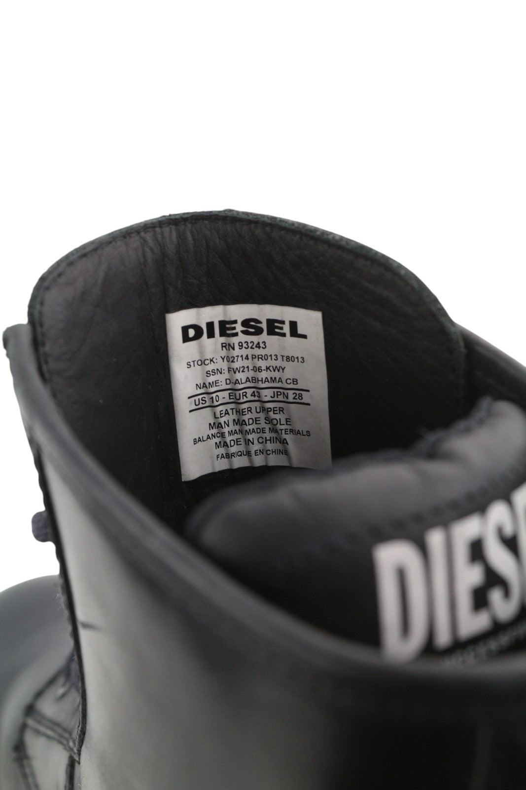 DIESEL D-Alabhama CB vyriški batai, juodi, odiniai, suvarstomi, kovinio tipo, EU43, RRP 295 € 