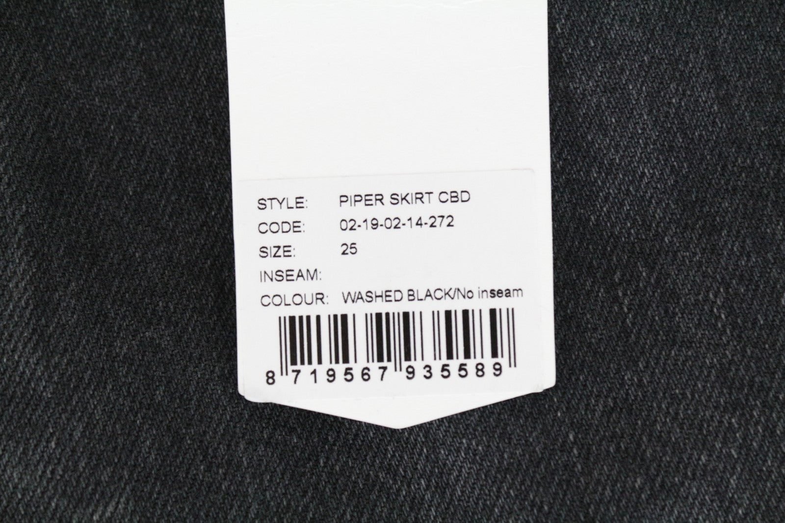 DENHAM Piper moteriškas sijonas W25 skalbtos juodos medvilnės mini džinsinis sijonas su 5 kišenėmis 