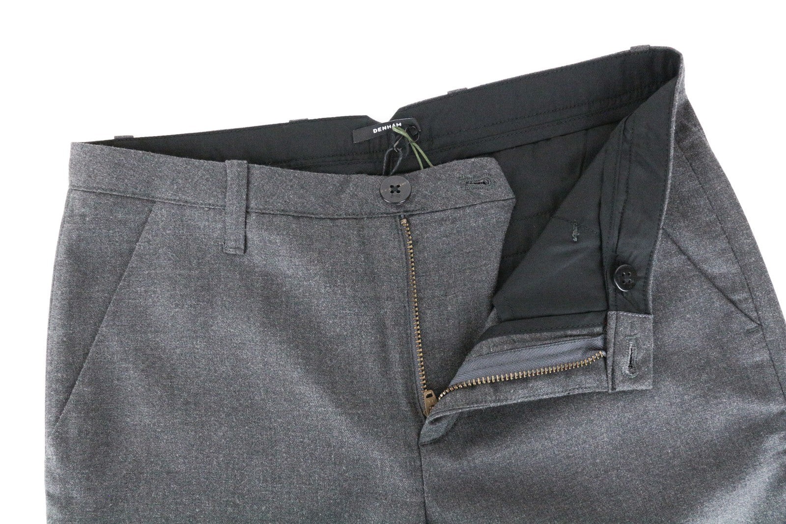 DENHAM Ocean moteriškos kelnės XS pilkos klostuotos priekyje klasikinės oficialios 