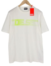 DIESEL T-Just-E19 Men T-Shirt L White Tricot Stretchy Cotton Crew Short Sleeve