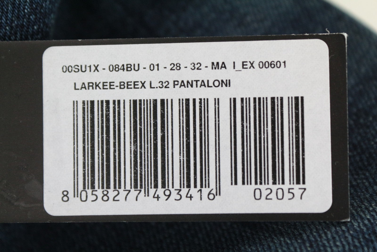 DIESEL Larkee-Beex 084BU vyriški džinsai W28/L32 Regular Taper Fit mėlynos medvilnės 
